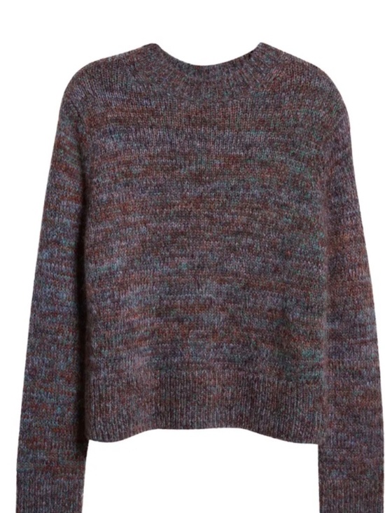 Vince Sweaters - Vince Marled Brown/Purple Crewneck Sweater, alpaca blend